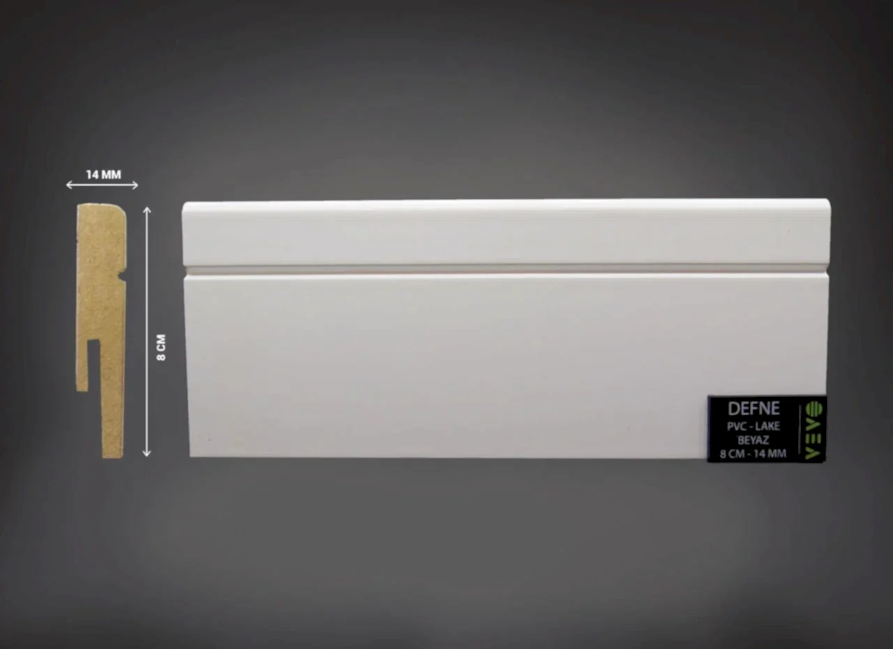 Defne 8 cm Beyaz Pvc Süpürgelik
